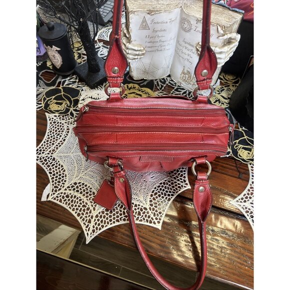 TIGNANELLO SHOULDER SATCHEL TOTE HANDBAG RED PEBBLE LEATHER Purse - Picture 11 of 16